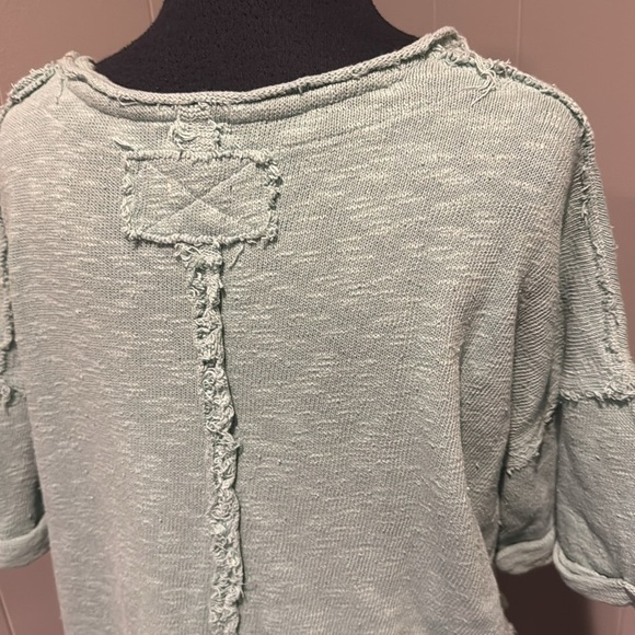 We The Free (Free People) North Star mint oversized nubby raw edge knit tee. XS. - Picture 5 of 7